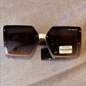 True Religion Black and Gold Square Sunglasses